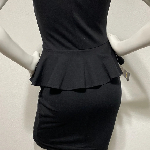 bebe NWT Briana Bonded Lace Jersey Peplum Sleeveless Bodycon Mini Dress … - Picture 9 of 9